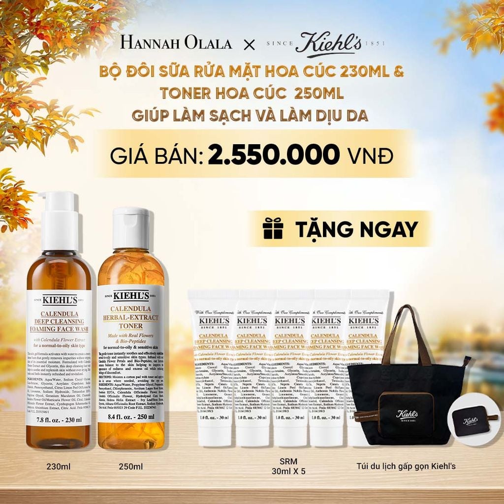  BỘ ĐÔI SỮA RỬA MẶT HOA CÚC 230ML & TONER HOA CÚC 250ML KIEHL'S GIÚP LÀM SẠCH VÀ LÀM DỊU DA - E339 