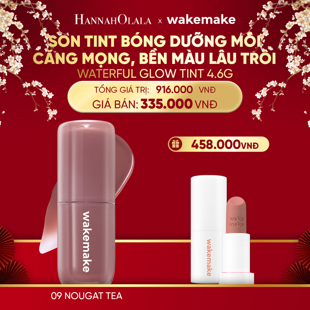  DEAL 3: SON TINT BÓNG WAKEMAKE WATERFUL GLOW TINT DƯỠNG ẨM CĂNG MỌNG, BỀN MÀU LÂU TRÔI 
