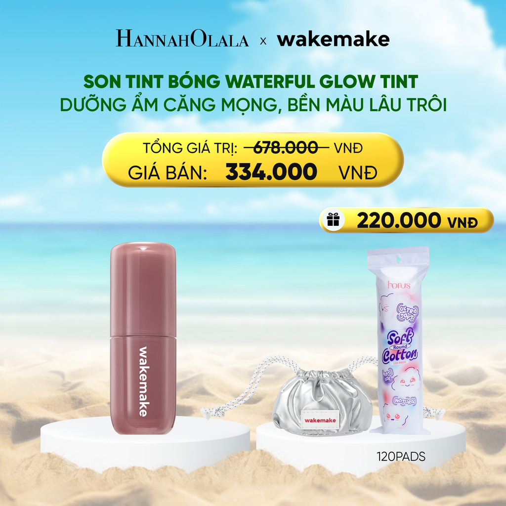  DEAL 1: SON TINT BÓNG WAKEMAKE WATERFUL GLOW TINT DƯỠNG ẨM CĂNG MỌNG, BỀN MÀU LÂU TRÔI 