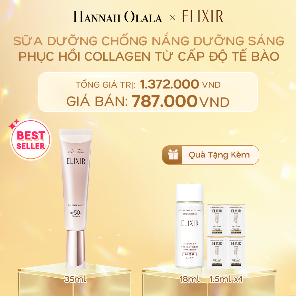  DEAL 16: [THẾ HỆ MỚI] SỮA CHỐNG NẮNG DƯỠNG SÁNG PHỤC HỒI COLLAGEN TỪ CẤP ĐỘ TẾ BÀO ELIXIR DAY CARE REVOLUTION SPF50+ 35ML 