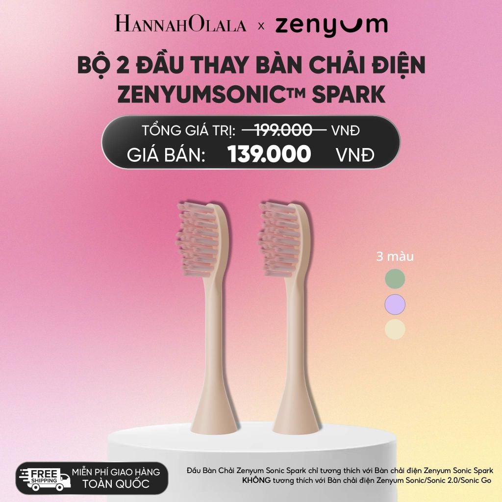  BỘ 2 ĐẦU THAY BÀN CHẢI ĐIỆN ZENYUM SONIC SPARK_A8 