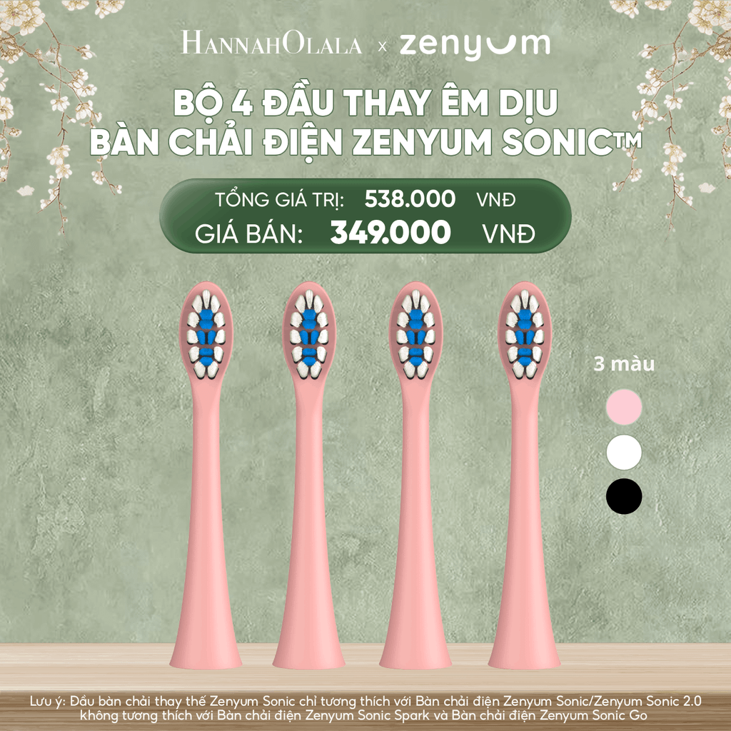  DEAL 6: HỘP 4 ĐẦU BÀN CHẢI ZENYUM SONIC PHIÊN BẢN ÊM DỊU 