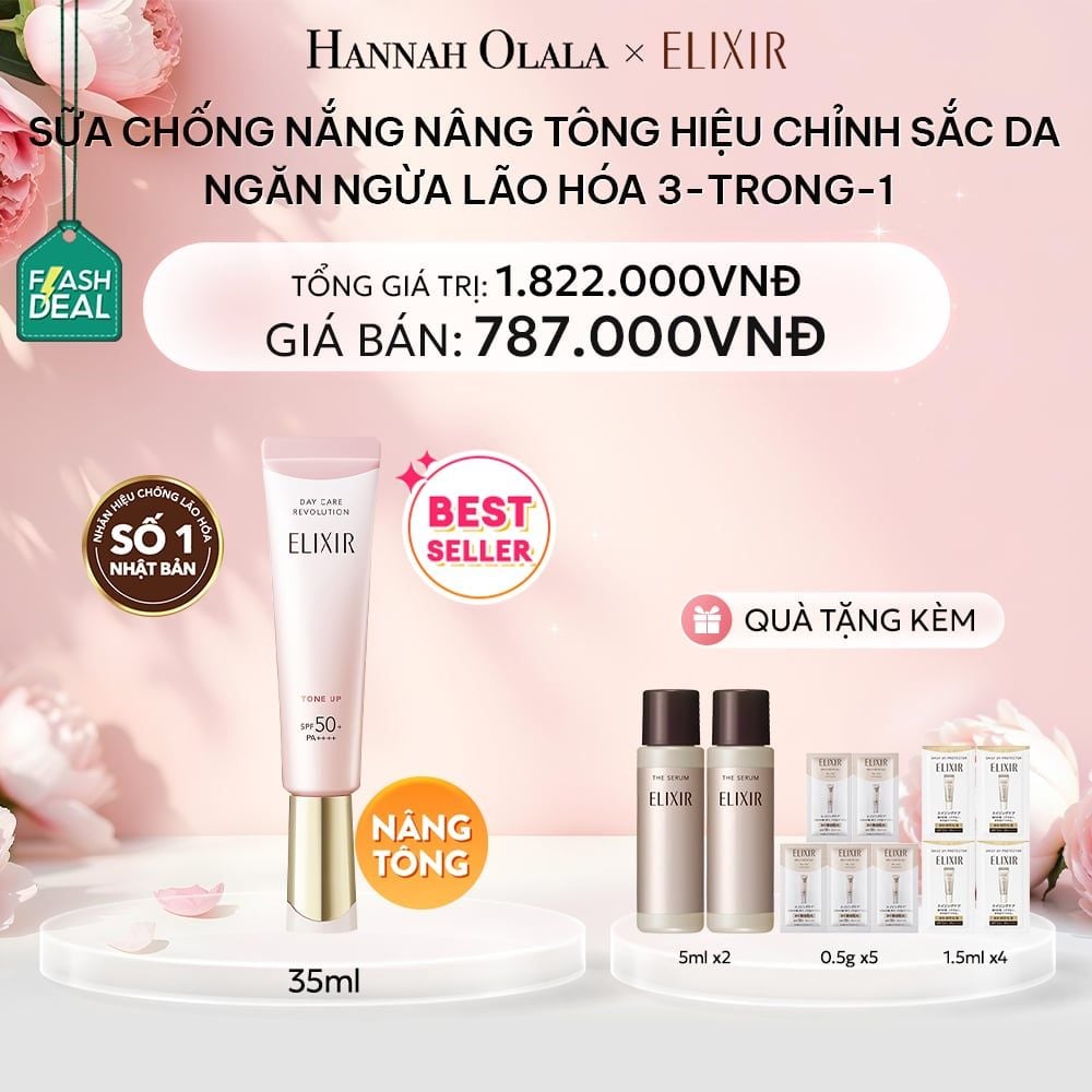  E384: DEAL 8: (01.10-04.10) SỮA CHỐNG NẮNG NÂNG TÔNG ELIXIR DAY CARE REVOLUTION TONE UP 35ML 