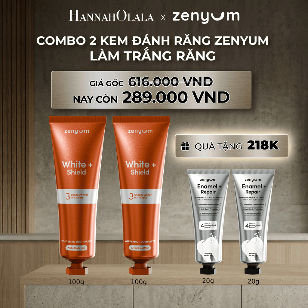  DEAL 5: COMBO 2 KEM ĐÁNH RĂNG ZENYUM PHỤC HỒI MEN / GIẢM Ê BUỐT / LÀM TRẮNG 100G 