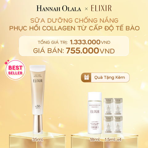  DEAL 15: [THẾ HỆ MỚI] SỮA CHỐNG NẮNG PHỤC HỒI COLLAGEN TỪ CẤP ĐỘ TẾ BÀO ELIXIR DAY CARE REVOLUTION SPF50+ 35ML 