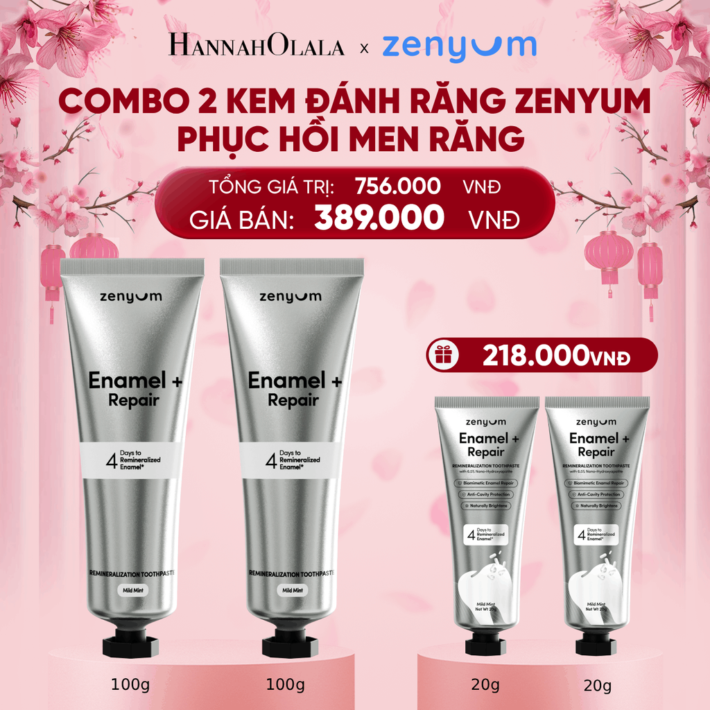  DEAL 5: COMBO 2 KEM ĐÁNH RĂNG ZENYUM PHỤC HỒI MEN / GIẢM Ê BUỐT / LÀM TRẮNG 100G 