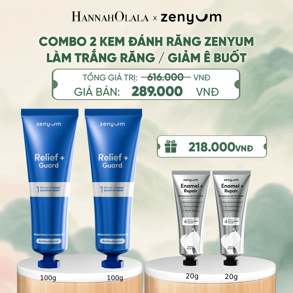  COMBO 2 KEM ĐÁNH RĂNG ZENYUM GIẢM Ê BUỐT / LÀM TRẮNG RĂNG 100G - A338 