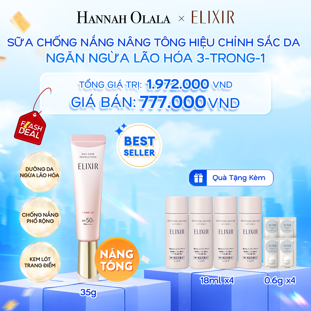  A47: DEAL 13: SỮA CHỐNG NẮNG NÂNG TÔNG ELIXIR SUPERIEUR DAY CARE REVOLUTION TONE UP + 35G 