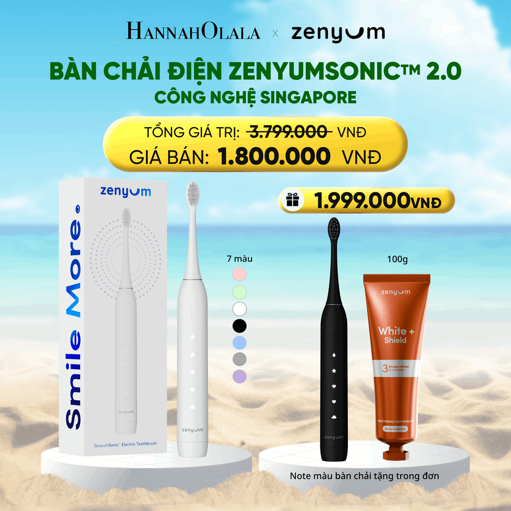  A1862_DEAL 2B: FLASHDEAL [MUA 1 TẶNG 2] BÀN CHẢI ĐIỆN ZENYUM SONIC 2.0 - CÔNG NGHỆ SINGAPORE (NOTE MÀU BÀN CHẢI TẶNG TRONG ĐƠN) 