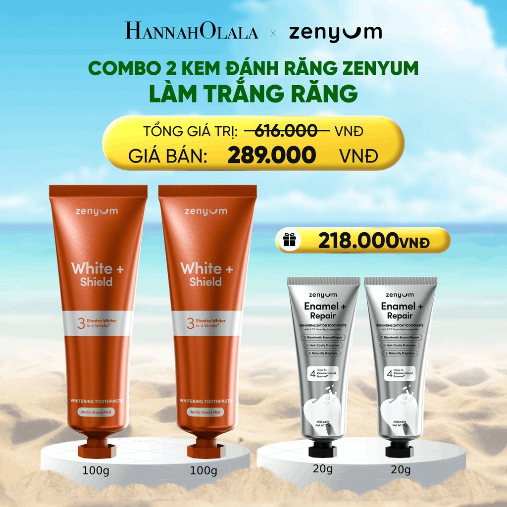  DEAL 5: COMBO 2 KEM ĐÁNH RĂNG ZENYUM PHỤC HỒI MEN / GIẢM Ê BUỐT / LÀM TRẮNG 100G 