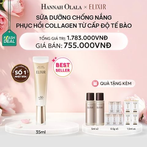  E382: DEAL 6: (01.10-04.10) [THẾ HỆ MỚI] SỮA CHỐNG NẮNG PHỤC HỒI COLLAGEN TỪ CẤP ĐỘ TẾ BÀO ELIXIR DAY CARE REVOLUTION SPF50+ 35ML 