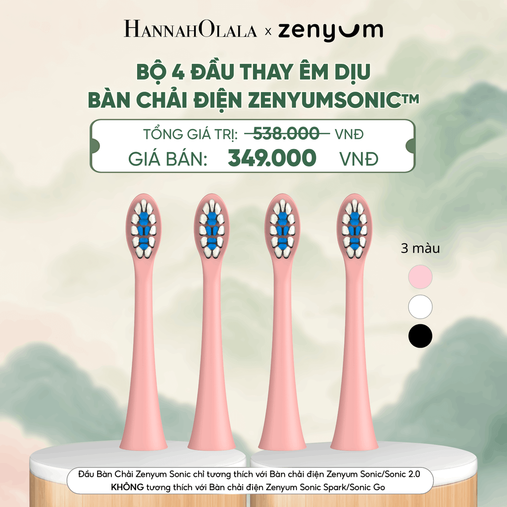  BỘ 4 ĐẦU BÀN CHẢI ZENYUM SONIC PHIÊN BẢN ÊM DỊU - A341 