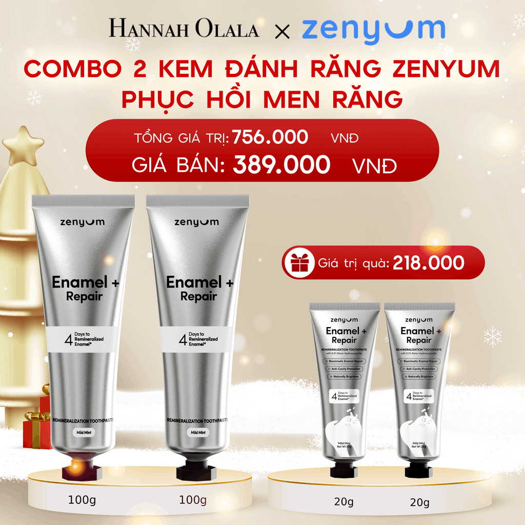  A1273_DEAL 6: COMBO 2 KEM ĐÁNH RĂNG ZENYUM PHỤC HỒI MEN / GIẢM Ê BUỐT / LÀM TRẮNG 100G 