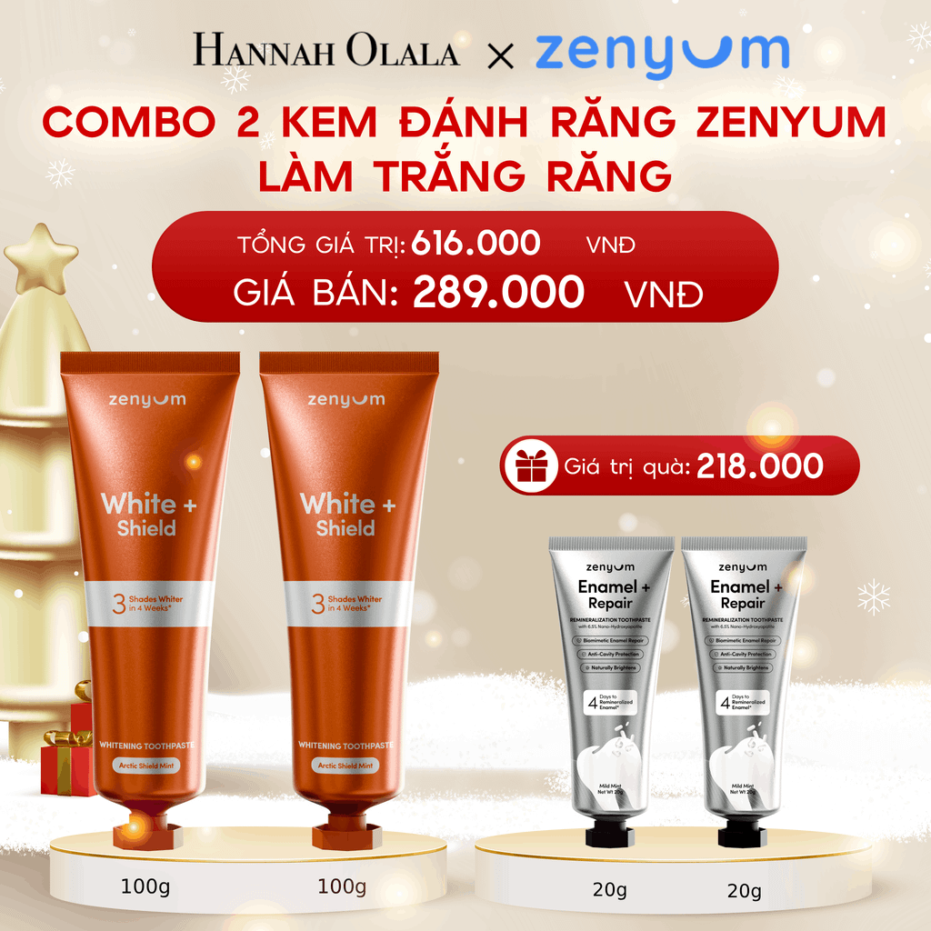 A1273_DEAL 6: COMBO 2 KEM ĐÁNH RĂNG ZENYUM PHỤC HỒI MEN / GIẢM Ê BUỐT / LÀM TRẮNG 100G 
