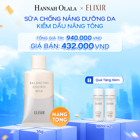  A58: DEAL 23: SỮA CHỐNG NẮNG DƯỠNG DA NÂNG TÔNG KIỀM DẦU ELIXIR REFLET BALANCING OSHIROI MILK C 35G 