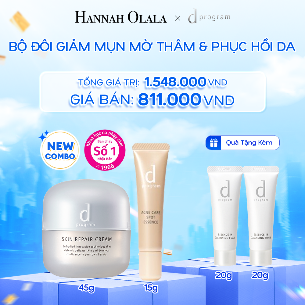  A33: DEAL 17: COMBO ESSENCE GIẢM MỤN VÀ LÀM MỜ VẾT THÂM D PROGRAM ACNE CARE SPOT ESSENCE 15G VÀ KEM DƯỠNG PHỤC HỒI DA MICROBIOME SKIN REPAIR CREAM 45G 