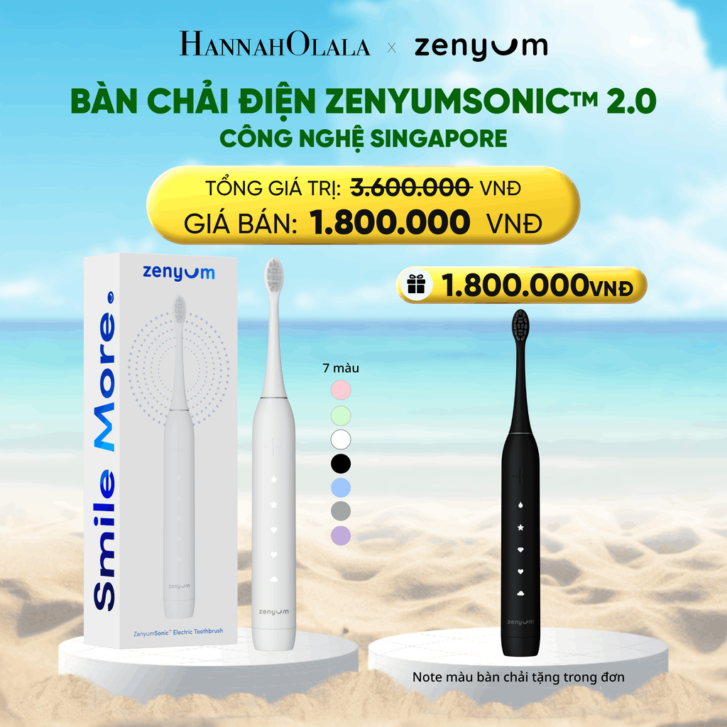  DEAL 2A: [MUA 1 TẶNG 1] BÀN CHẢI ĐIỆN ZENYUM SONIC 2.0 - CÔNG NGHỆ SINGAPORE (NOTE MÀU BÀN CHẢI TẶNG TRONG ĐƠN) 
