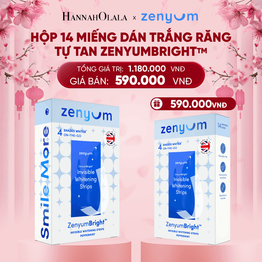  DEAL 4: [MUA 1 TẶNG 1] HỘP 14 MIẾNG DÁN TRẮNG RĂNG TỰ TAN ZENYUM BRIGHT 
