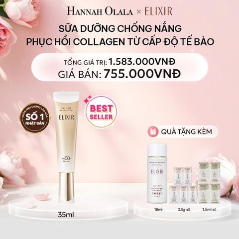  E391: DEAL 14: (01.10-04.10) [THẾ HỆ MỚI] SỮA CHỐNG NẮNG PHỤC HỒI COLLAGEN TỪ CẤP ĐỘ TẾ BÀO ELIXIR DAY CARE REVOLUTION SPF50+ 35ML 