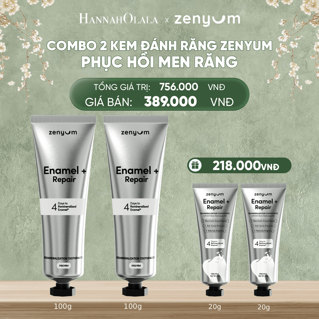  DEAL 5: COMBO 2 KEM ĐÁNH RĂNG ZENYUM PHỤC HỒI MEN / GIẢM Ê BUỐT / LÀM TRẮNG 100G 