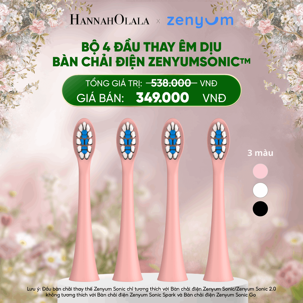  DEAL 6: HỘP 4 ĐẦU BÀN CHẢI ZENYUM SONIC PHIÊN BẢN ÊM DỊU 