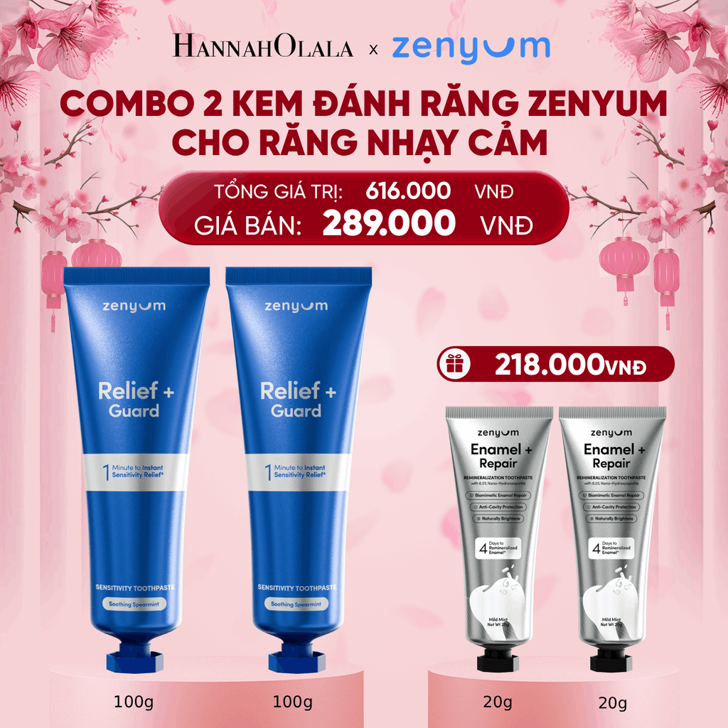  DEAL 5: COMBO 2 KEM ĐÁNH RĂNG ZENYUM PHỤC HỒI MEN / GIẢM Ê BUỐT / LÀM TRẮNG 100G 