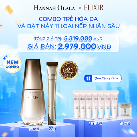  A44: DEAL 10: COMBO SERUM KÍCH HOẠT TRẺ HÓA LÀN DA EIS THE SERUM AA 50ML VÀ KEM DƯỠNG DA CẢI THIỆN NẾP NHĂN VƯỢT TRỘI ELIXIR RETINOL POWER WRINKLE SMOOTHING CREAM 22G 