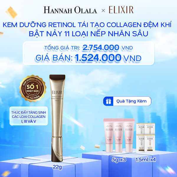  B129:_DEAL 6: KEM DƯỠNG DA CẢI THIỆN 11 LOẠI NẾP NHĂN SÂU ELIXIR RETINOL POWER WRINKLE SMOOTHING CREAM 22G ( PHIÊN BẢN CẢI TIẾN MỚI) 