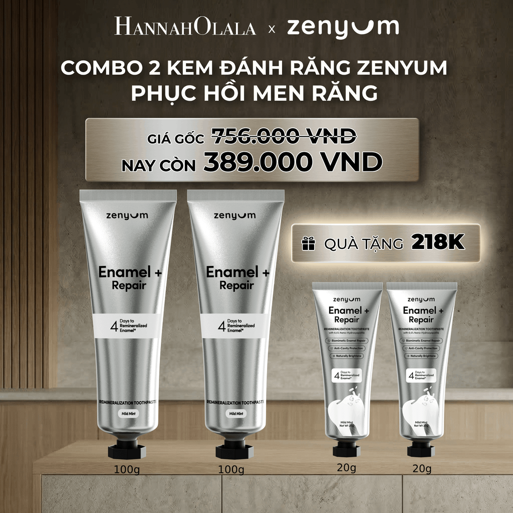 DEAL 5: COMBO 2 KEM ĐÁNH RĂNG ZENYUM PHỤC HỒI MEN / GIẢM Ê BUỐT / LÀM TRẮNG 100G 