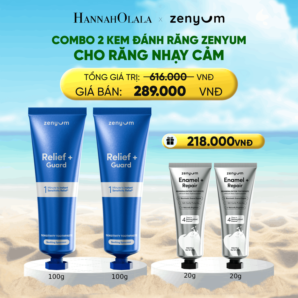  DEAL 5: COMBO 2 KEM ĐÁNH RĂNG ZENYUM PHỤC HỒI MEN / GIẢM Ê BUỐT / LÀM TRẮNG 100G 