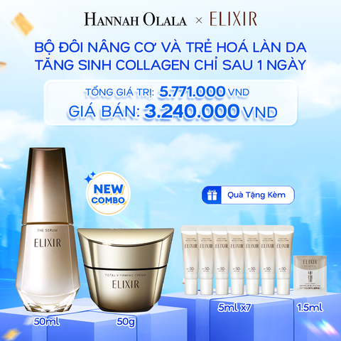  A67: DEAL 7: COMBO SERUM KÍCH HOẠT TRẺ HÓA LÀN DA EIS THE SERUM AA 50ML & KEM DƯỠNG CẢI THIỆN CHẢY XỆ NGĂN NGỪA LÃO HÓA ELIXIR TOTAL V FIRMING CREAM 50G 