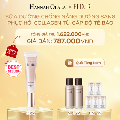  DEAL 7: FLASH DEAL - [THẾ HỆ MỚI] SỮA CHỐNG NẮNG DƯỠNG SÁNG PHỤC HỒI COLLAGEN TỪ CẤP ĐỘ TẾ BÀO ELIXIR DAY CARE REVOLUTION SPF50+ 35ML 