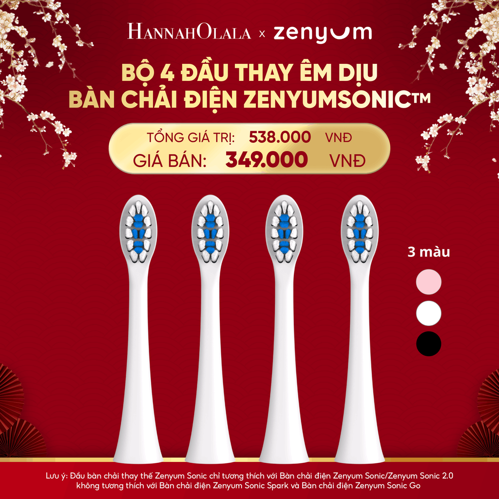  DEAL 6: HỘP 4 ĐẦU BÀN CHẢI ZENYUM SONIC PHIÊN BẢN ÊM DỊU 