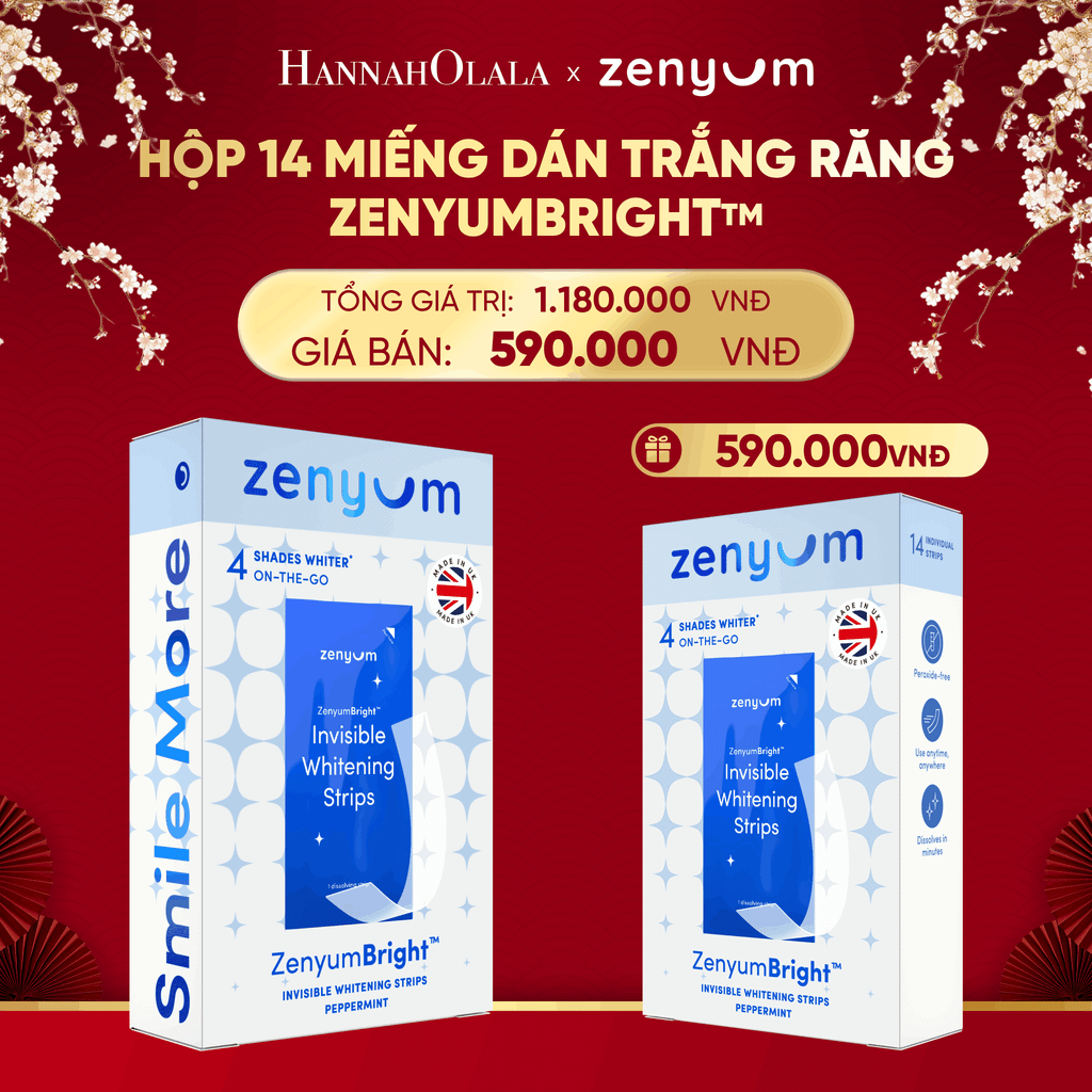  A539_DEAL 4: [MUA 1 TẶNG 1] HỘP 14 MIẾNG DÁN TRẮNG RĂNG TỰ TAN ZENYUM BRIGHT 