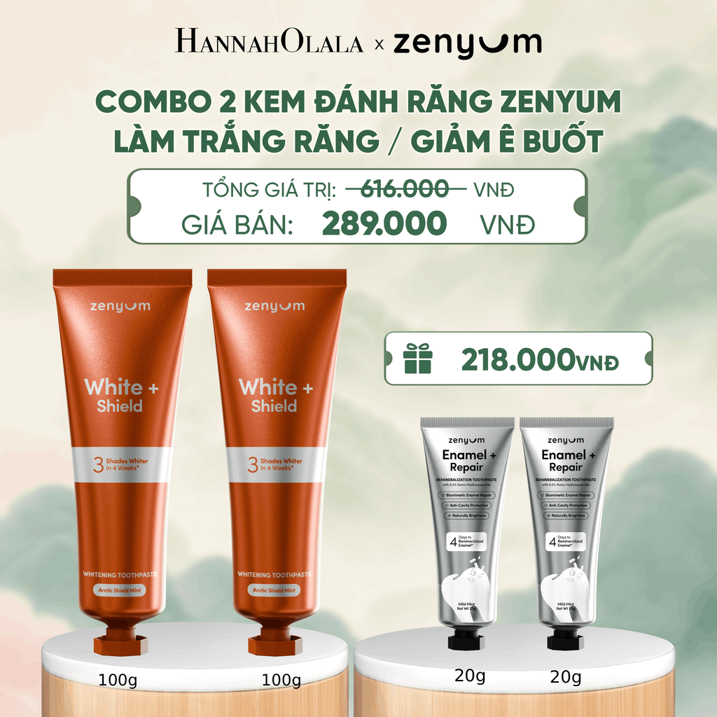  COMBO 2 KEM ĐÁNH RĂNG ZENYUM GIẢM Ê BUỐT / LÀM TRẮNG RĂNG 100G - A338 