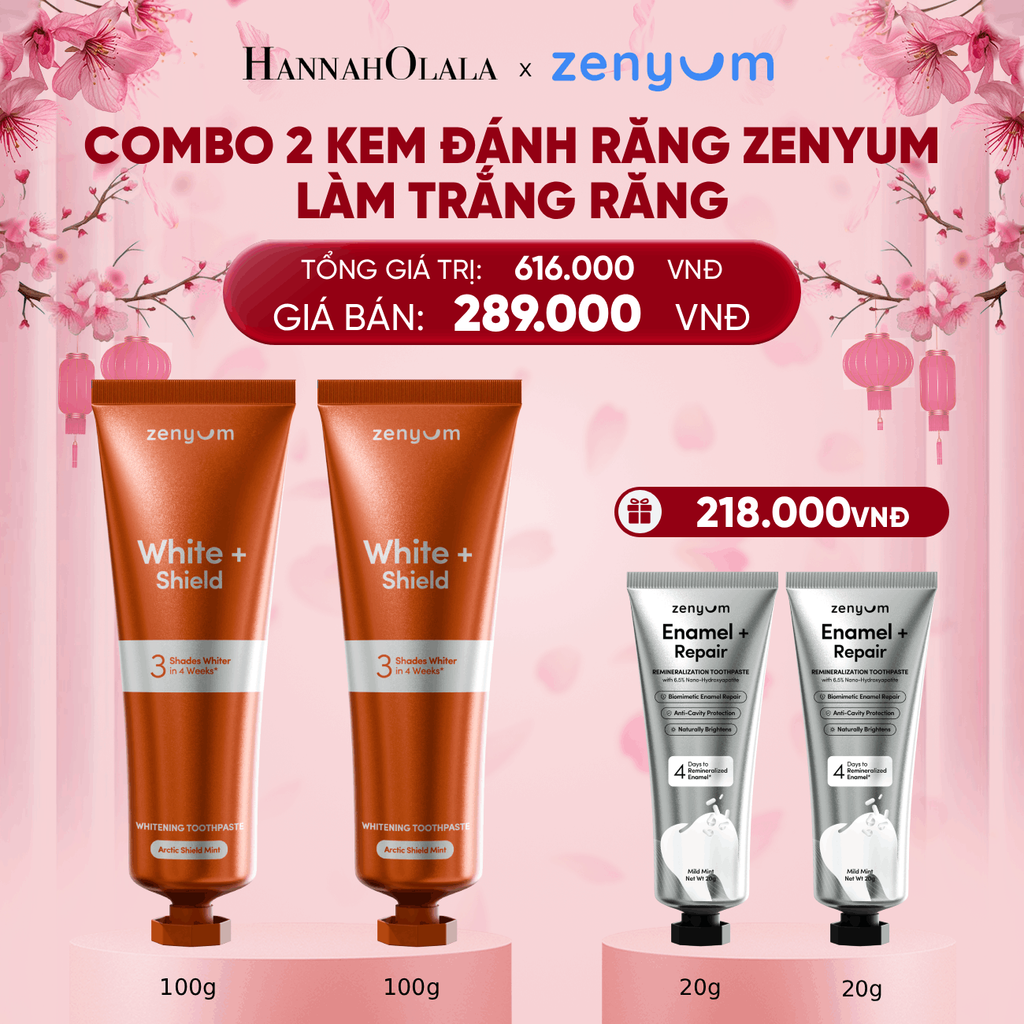  DEAL 5: COMBO 2 KEM ĐÁNH RĂNG ZENYUM PHỤC HỒI MEN / GIẢM Ê BUỐT / LÀM TRẮNG 100G 