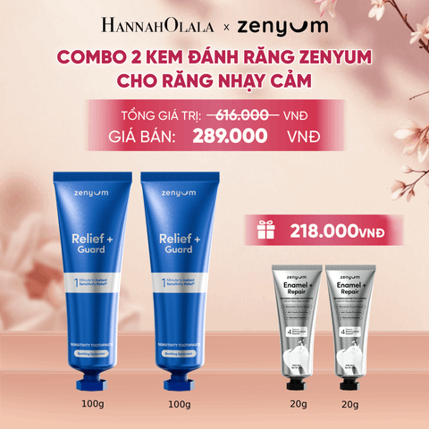 COMBO 2 KEM ĐÁNH RĂNG CHO RĂNG NHẠY CẢM ZENYUM RELIEF + GUARD SENSITIVITY 100G - A424 