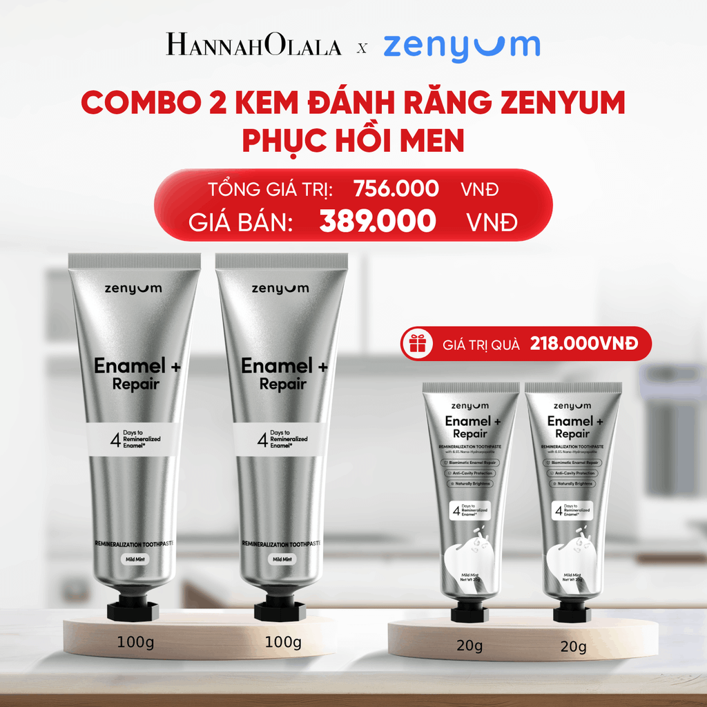  B170_DEAL 6: COMBO 2 KEM ĐÁNH RĂNG ZENYUM PHỤC HỒI MEN / GIẢM Ê BUỐT / LÀM TRẮNG 100G 