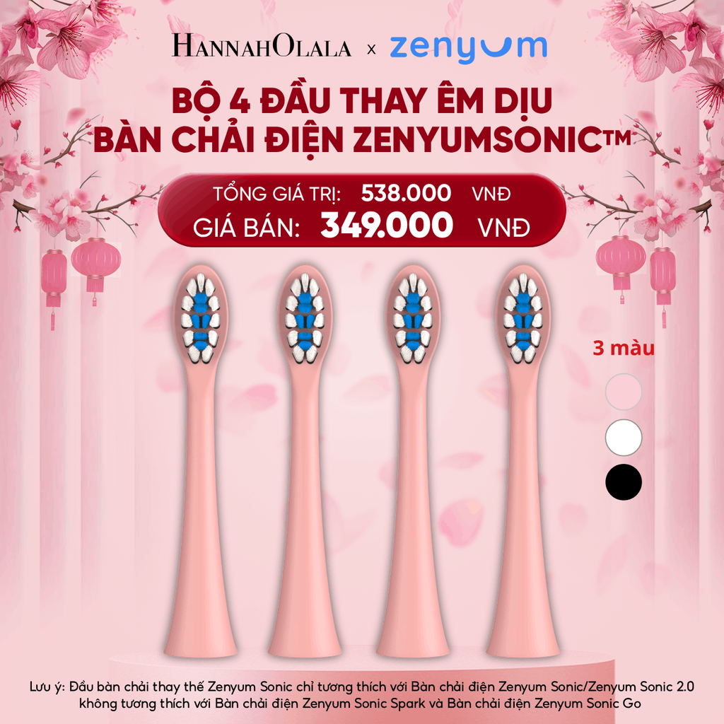  DEAL 6: HỘP 4 ĐẦU BÀN CHẢI ZENYUM SONIC PHIÊN BẢN ÊM DỊU 