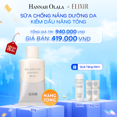  A52: DEAL 18: SỮA CHỐNG NẮNG DƯỠNG DA NÂNG TÔNG KIỀM DẦU ELIXIR REFLET BALANCING OSHIROI MILK C 35G 