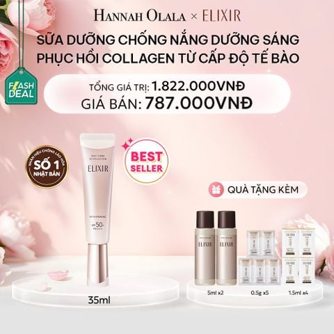  E383: DEAL 7: (01.10-04.10) [THẾ HỆ MỚI] SỮA CHỐNG NẮNG DƯỠNG SÁNG PHỤC HỒI COLLAGEN TỪ CẤP ĐỘ TẾ BÀO ELIXIR DAY CARE REVOLUTION SPF50+ 35ML 