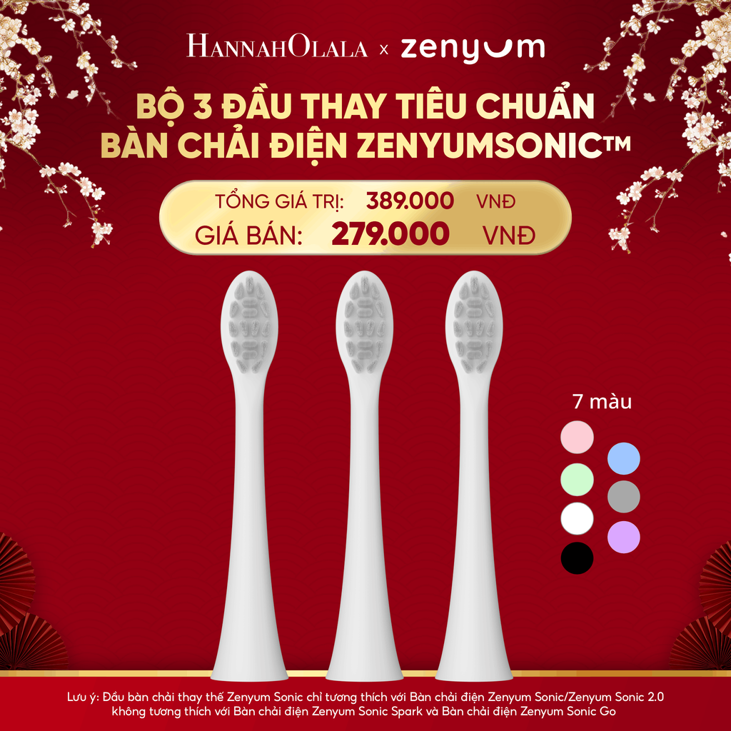  DEAL 7: BỘ 3 ĐẦU THAY THẾ BÀN CHẢI ĐIỆN ZENYUM SONIC PHIÊN BẢN TIÊU CHUẨN 