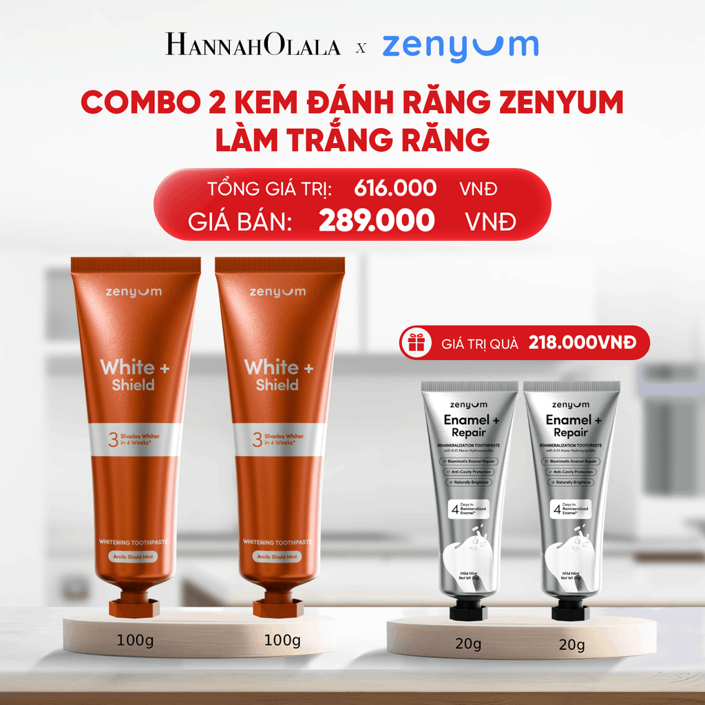  B170_DEAL 6: COMBO 2 KEM ĐÁNH RĂNG ZENYUM PHỤC HỒI MEN / GIẢM Ê BUỐT / LÀM TRẮNG 100G 