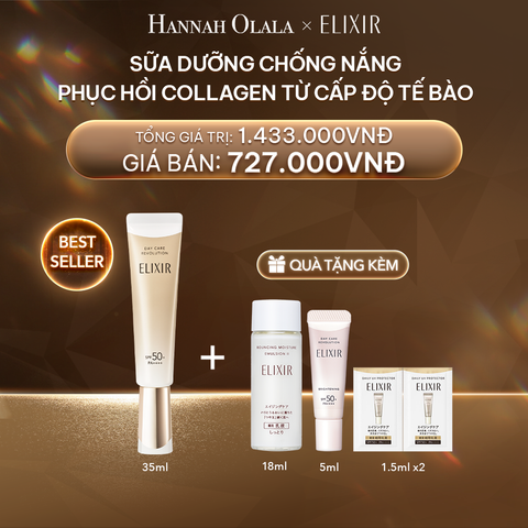  DEAL 13: [BACK UP] SỮA CHỐNG NẮNG PHỤC HỒI COLLAGEN TỪ CẤP ĐỘ TẾ BÀO ELIXIR DAY CARE REVOLUTION SPF50+ 35ML 