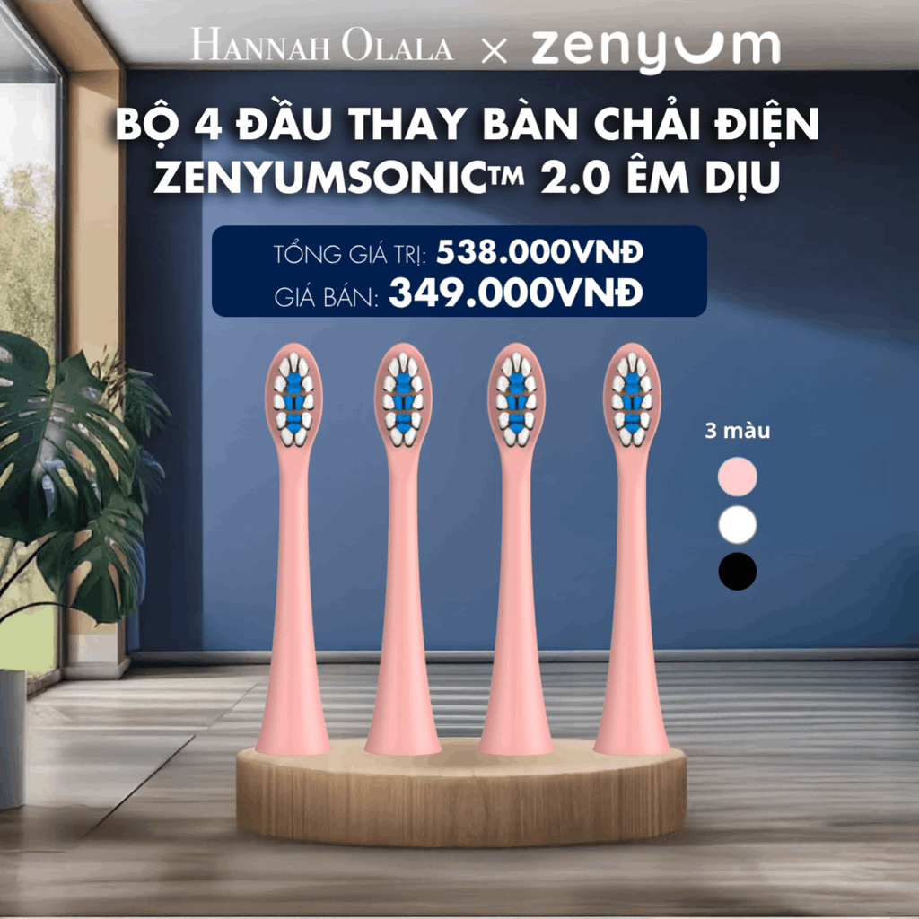  DEAL 6: BỘ 4 ĐẦU BÀN CHẢI ZENYUM SONIC PHIÊN BẢN ÊM DỊU 