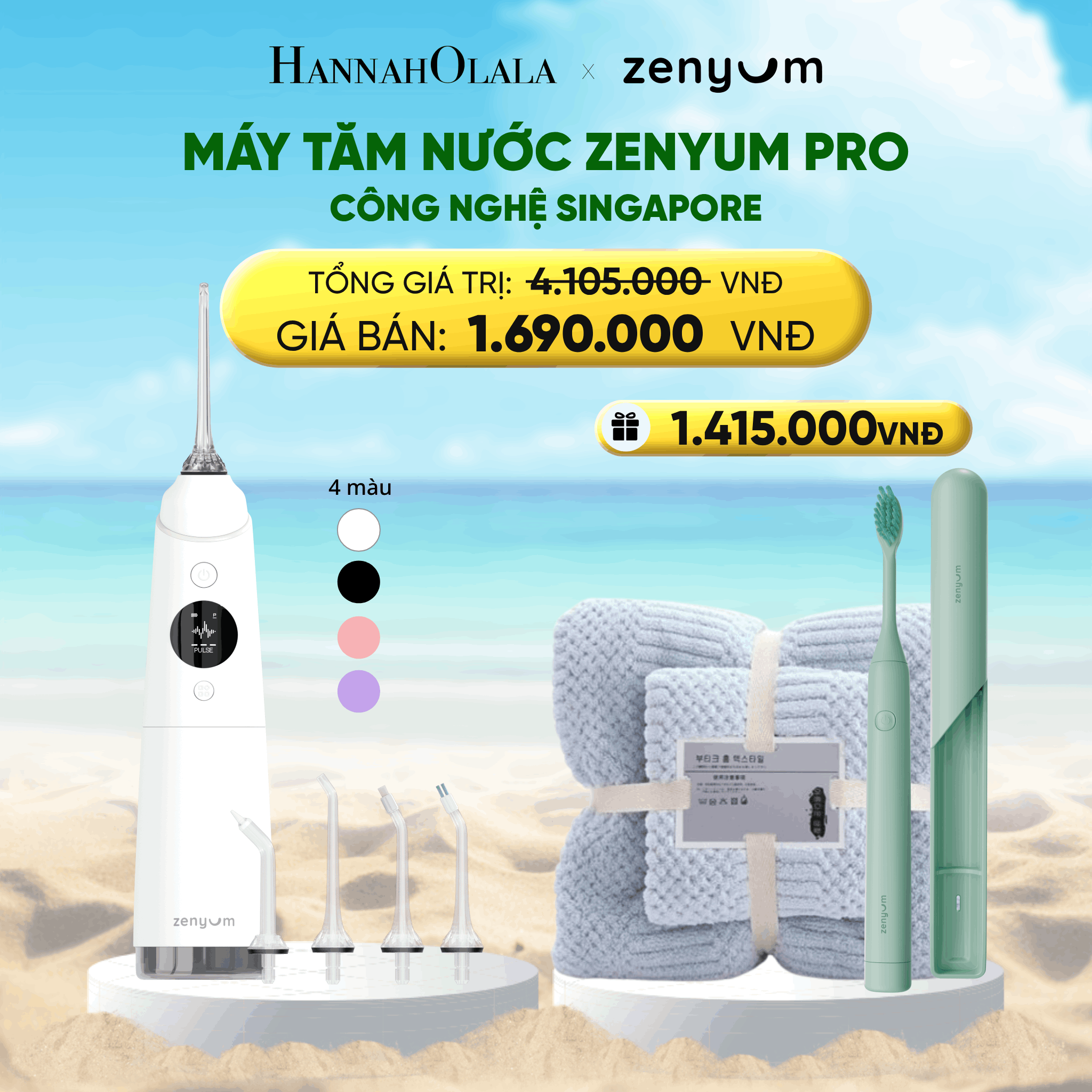 Máy Tăm Nước Zenyum Pro - Màu Đentrắng - Đen