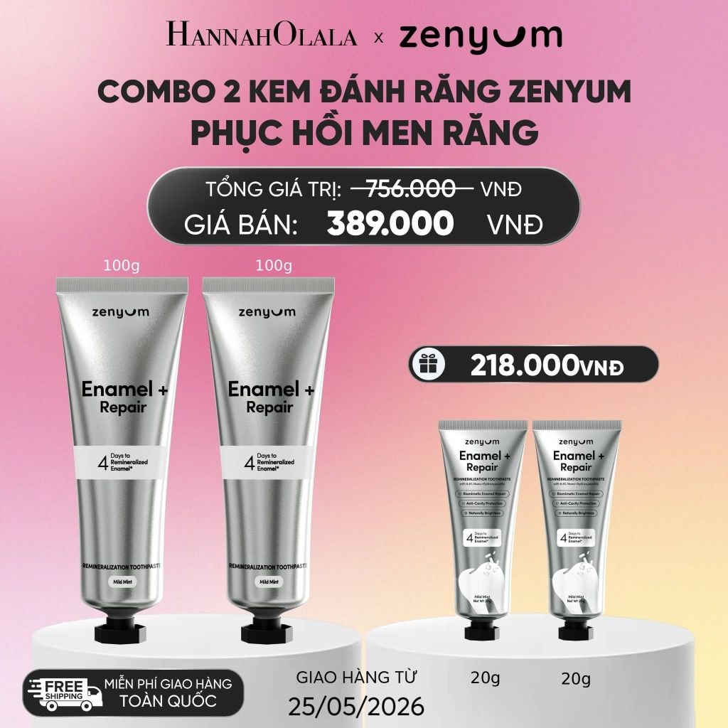  COMBO 2 KEM ĐÁNH RĂNG ZENYUM PHỤC HỒI MEN / GIẢM Ê BUỐT / LÀM TRẮNG 100G_A34 
