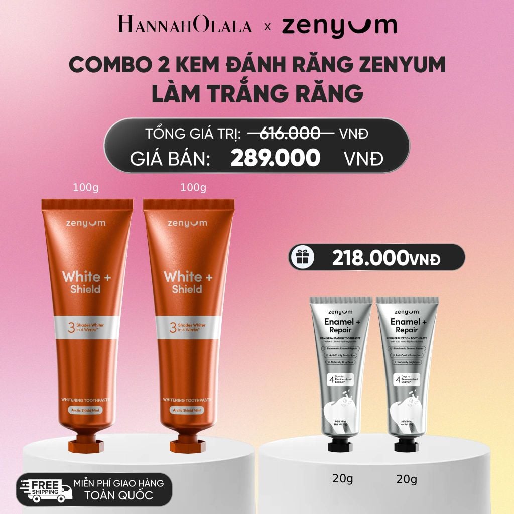 COMBO 2 KEM ĐÁNH RĂNG ZENYUM PHỤC HỒI MEN / GIẢM Ê BUỐT / LÀM TRẮNG 100G_A34 