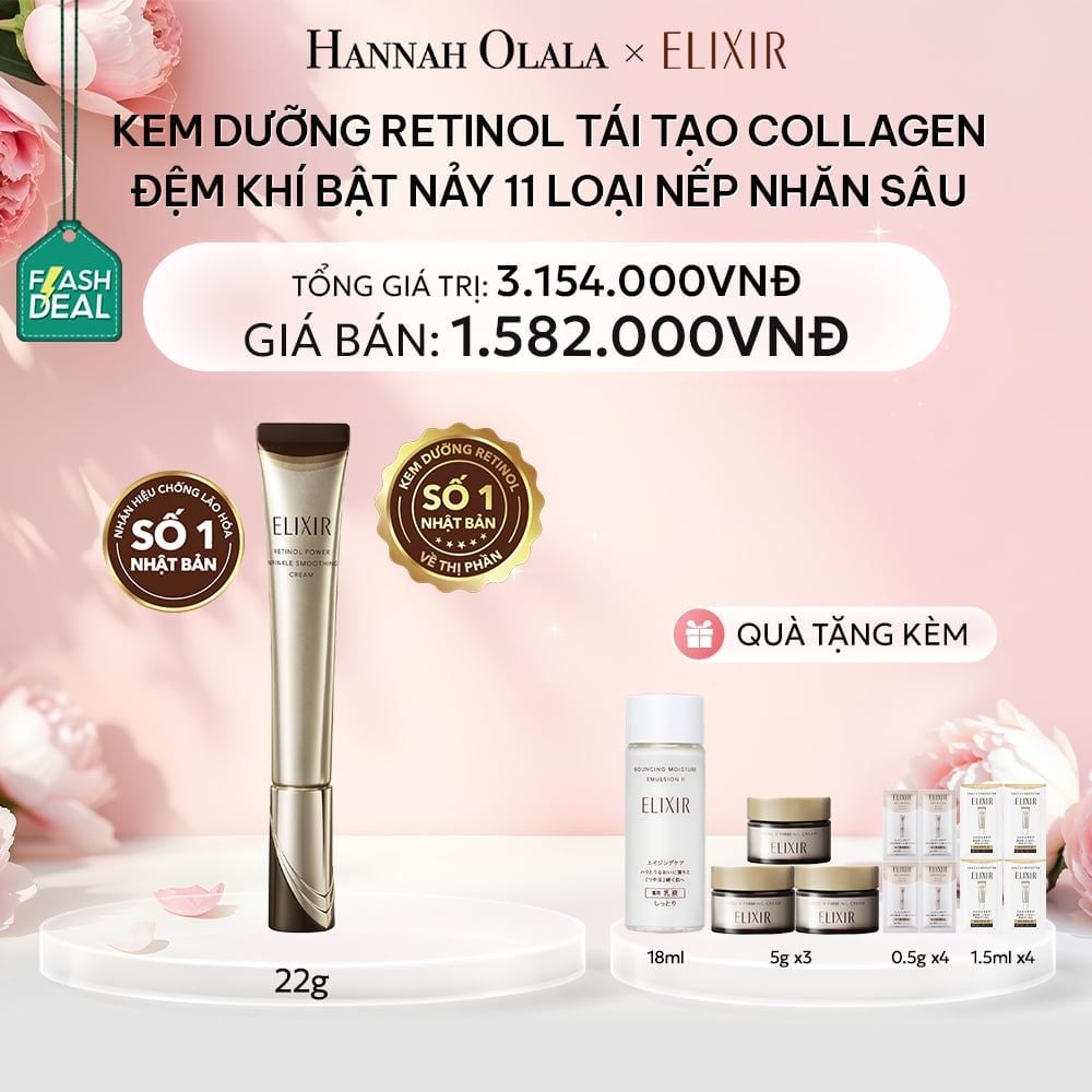  E379: DEAL 3: (01.10-04.10) KEM DƯỠNG DA CẢI THIỆN 11 LOẠI NẾP NHĂN SÂU ELIXIR RETINOL POWER WRINKLE SMOOTHING CREAM 22G ( PHIÊN BẢN CẢI TIẾN MỚI) 