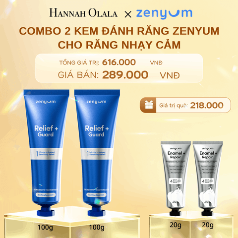  DEAL 6: COMBO 2 KEM ĐÁNH RĂNG ZENYUM PHỤC HỒI MEN / GIẢM Ê BUỐT / LÀM TRẮNG 100G 